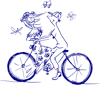 Para jadąca na&nbsp;jednym rowerze w&nbsp;otoczeniu motyli.