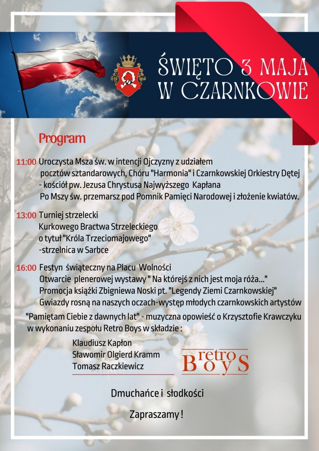 Treść plakatu na&nbsp;tle kwitnących wierzb