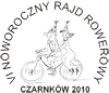 Logo rajdu Para w karnawałowych strojach na rowerze
