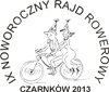 Logo rajdu Para w karnawałowych strojach na rowerze