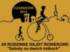 Mały i&nbsp;duży rowerzysta na&nbsp;bicyklach na&nbsp;tle miasta