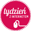 Logo kampanii W różowym kole myszka komputerowa i napis Tydzień z internetem