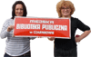 Miniatura Bibliotekarki z nową tablicą na fasadę budynku