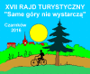 Rowerzysta na tle zarośli i budynków miasta