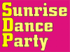 Napis Sunrise Dance Party na różowym tle