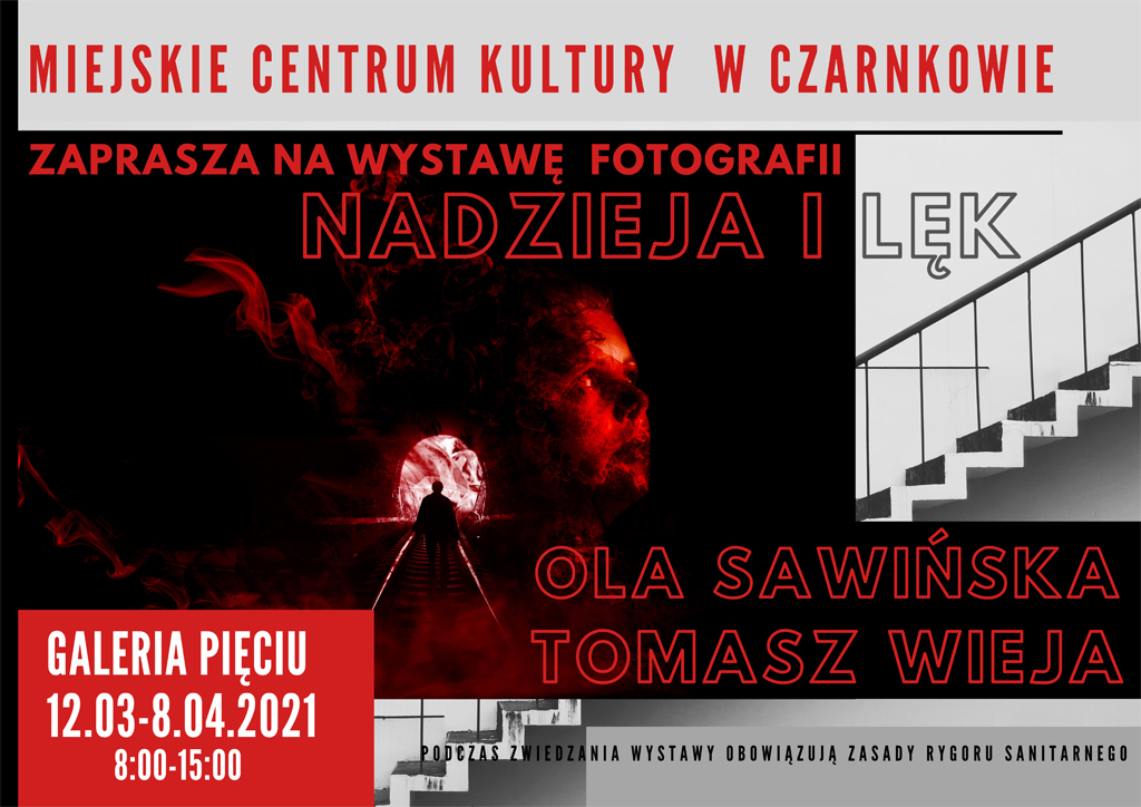 Plakat wystawy fotografii Oli Sawińskiej i Tomasza Wieja