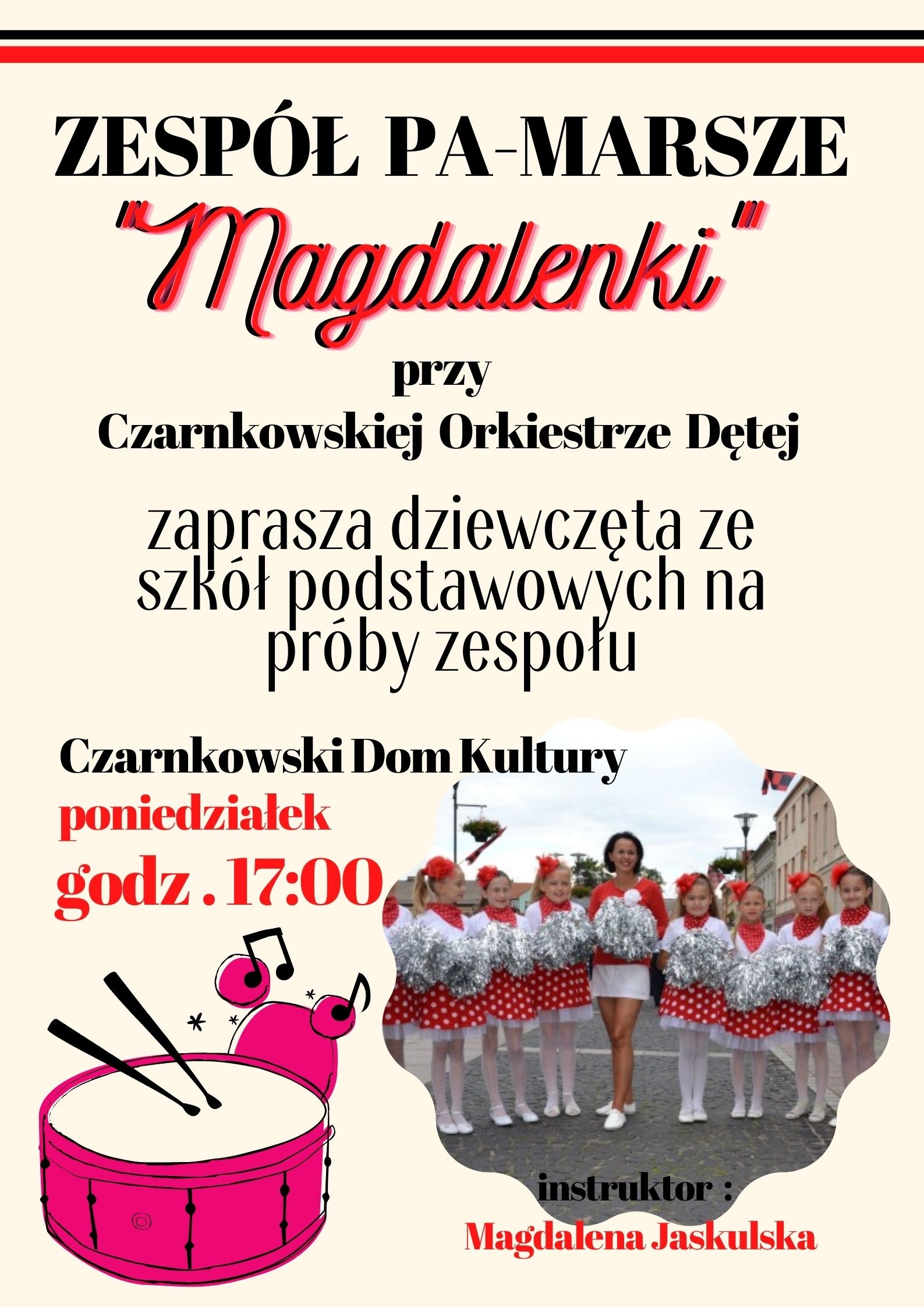 Plakat z informacjami na temat spotkań zespołu Magdalenki