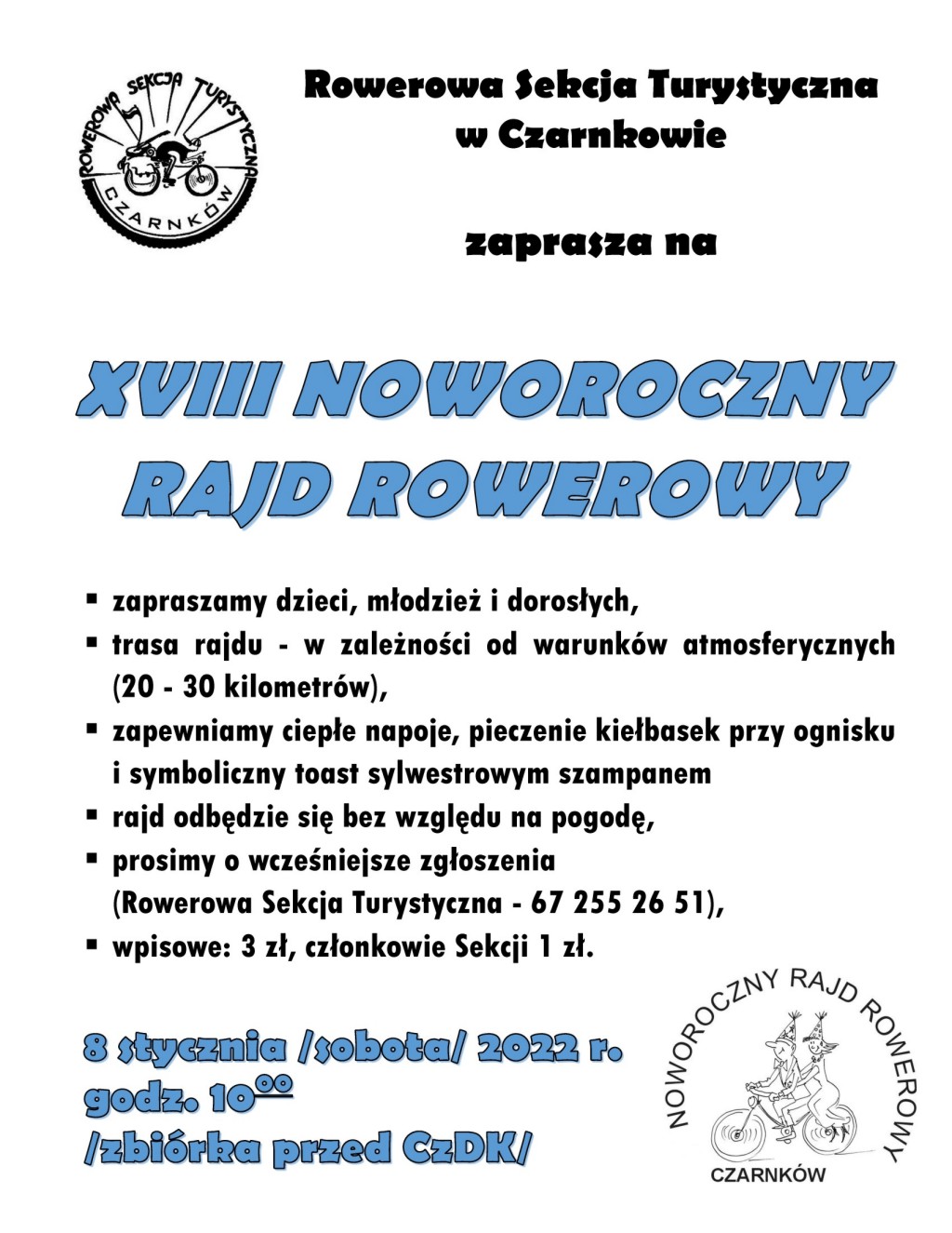 Zapowiedź XVIII Noworocznego Rajdu Rowerowego