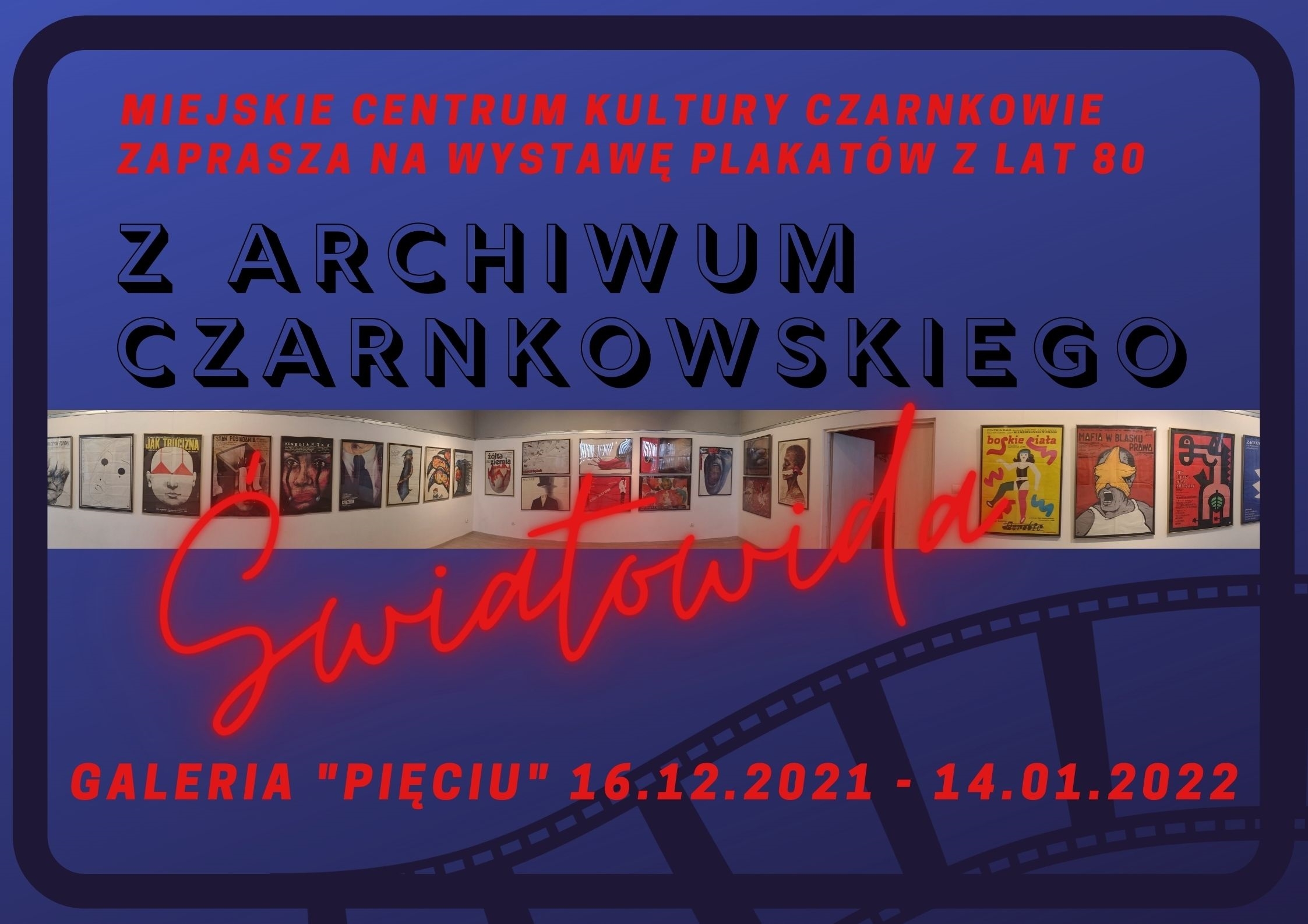 Informacje dotyczące wystawy na tle fotografii wystawy