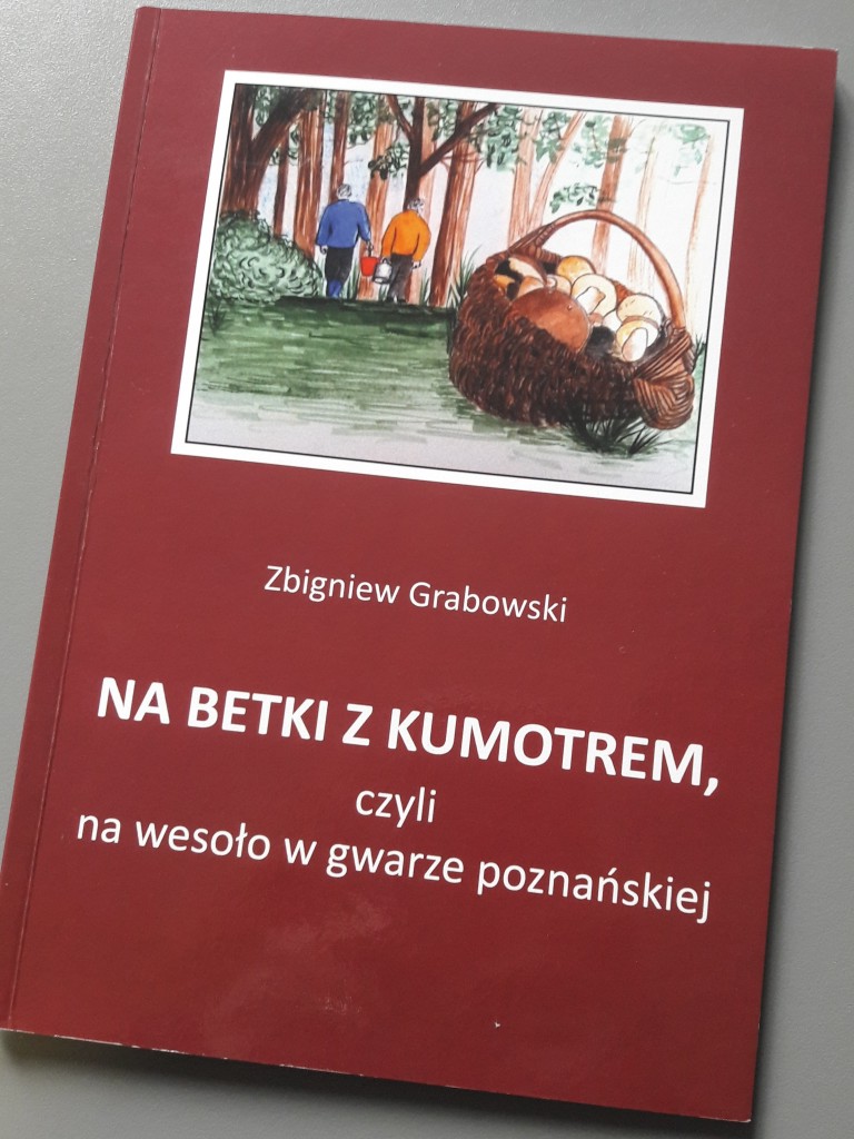 Nad tytułem grafika przedstawiająca na pierwszym planie koszyk z grzybami, na drugim dwie postacie