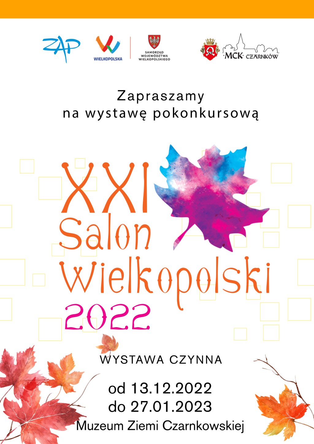 reść plakatu z ozdobnikami w postaci jesiennych liści