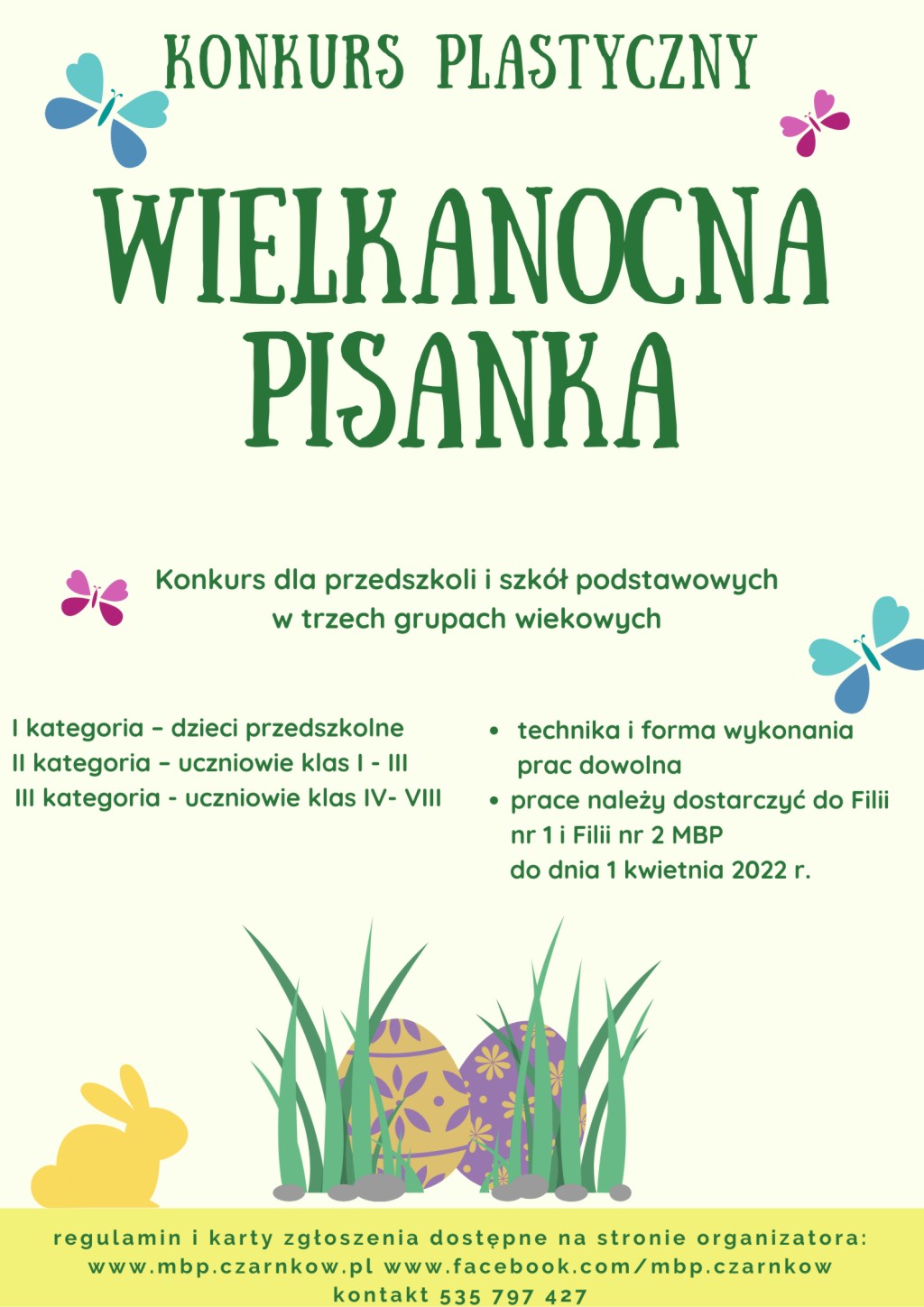 Plakat zapowiadający konkurs plastyczny Wielkanocna pisanka