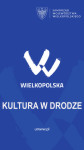 Biała litera W na granatowym tle z logiem Samorządu Województwa Wielkopolskiego