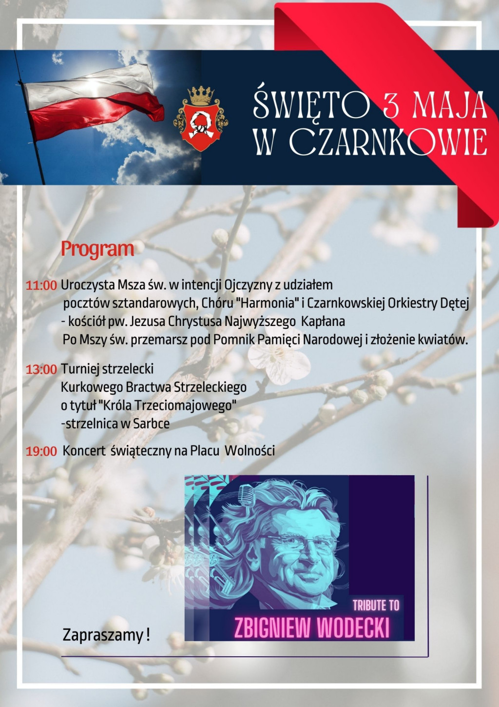 Treść plakatu na&nbsp;tle gałązek kwitnących wierzb