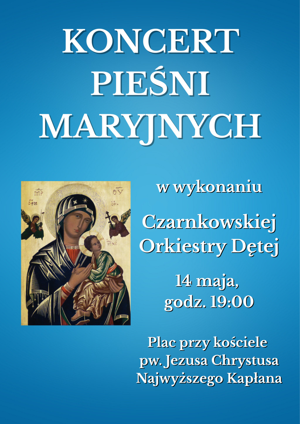 Treść plakatu opatrzona obrazem Maryi z&nbsp;dzieciątkiem