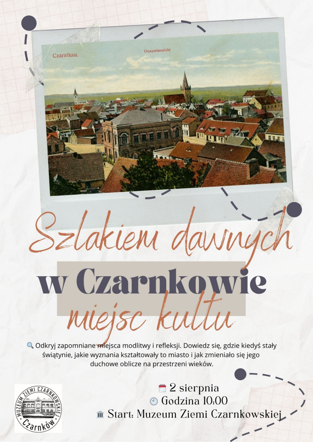 Treść plakatu opatrzona fotografią czarnkowskiego kościoła