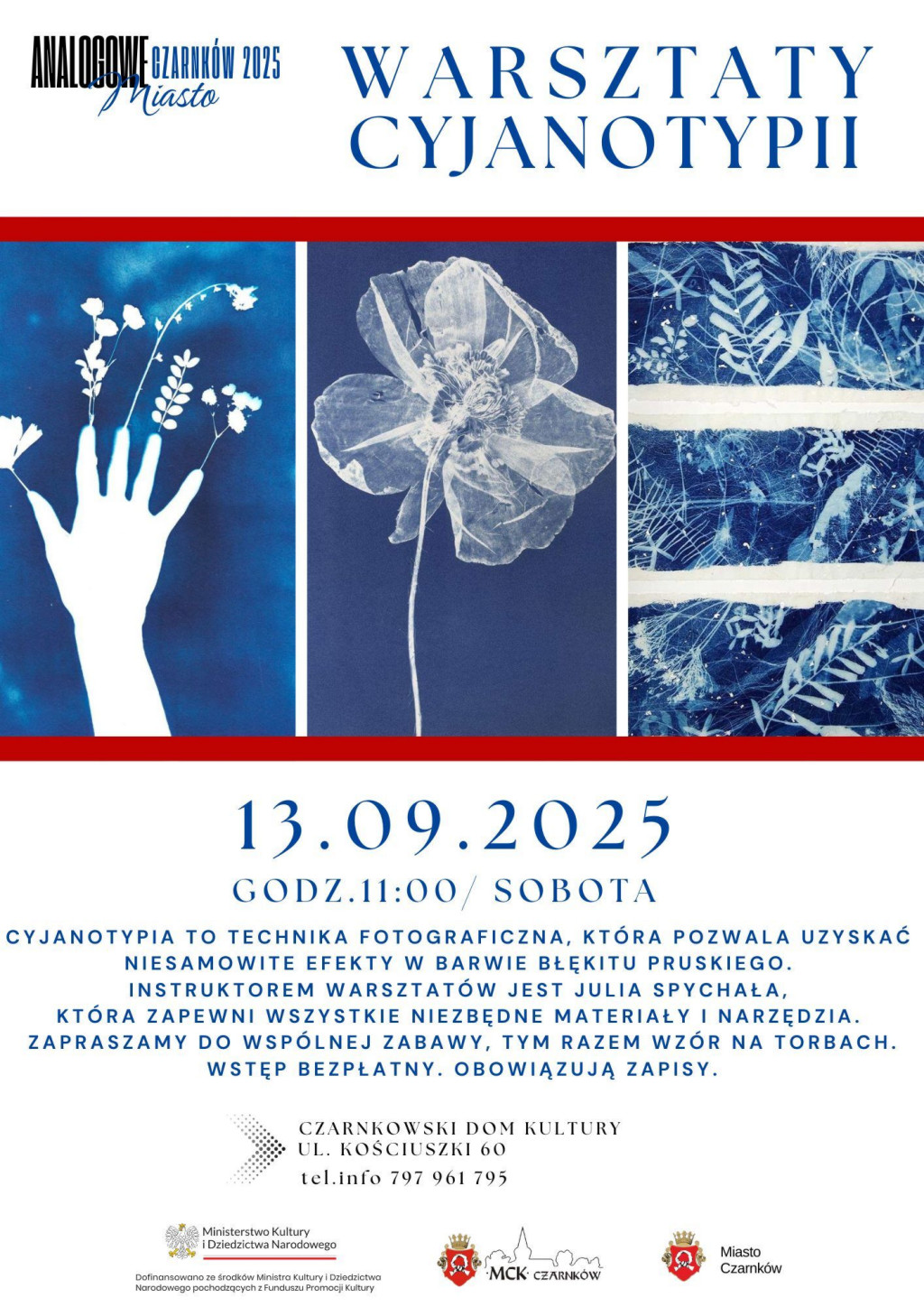 Treść plakatu z&nbsp;artystycznymi fotografiami o&nbsp;niebieskim zabarwieniu