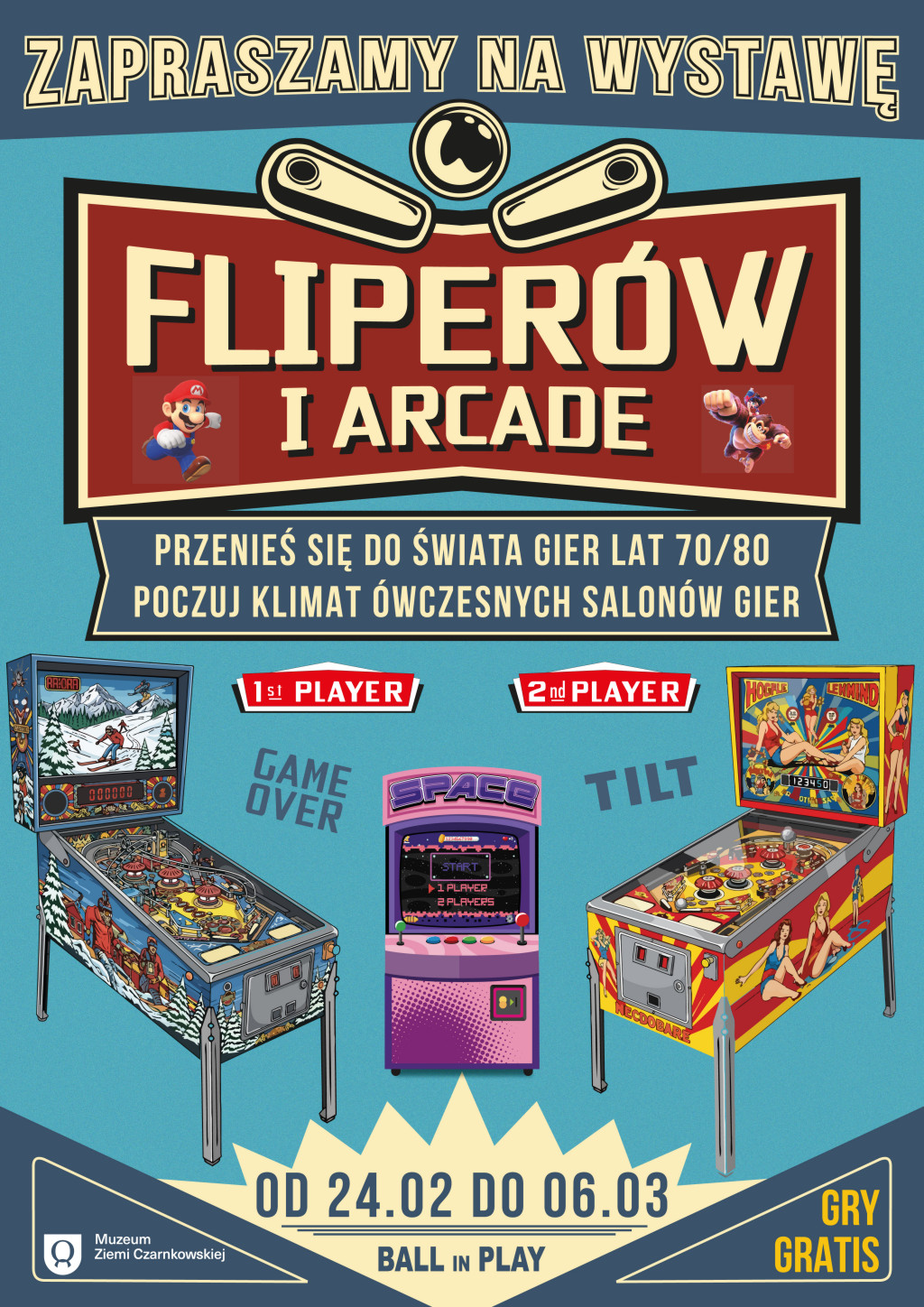 Treść plakatu z&nbsp;grafikami automat&oacute;w do gier