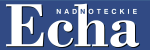 Biały napis Nadnoteckie Echa na&nbsp;niebieskim tle