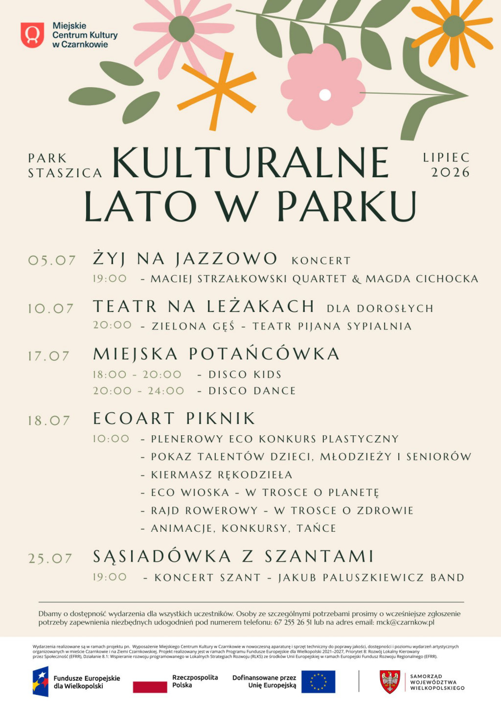Treść plakatu z&nbsp;grafiką kwiat&oacute;w