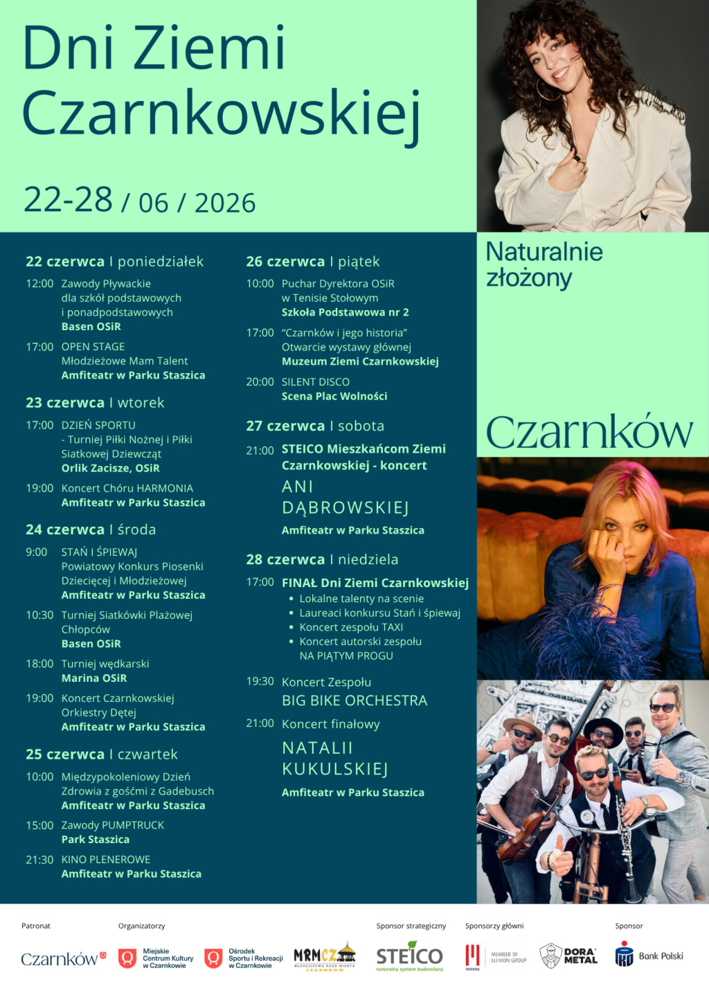 Treść plakatu ze zdjęciami Natalii Kukulskiej, Ani Dąbrowskiej i&nbsp;zespołu Big Bike Orchestra