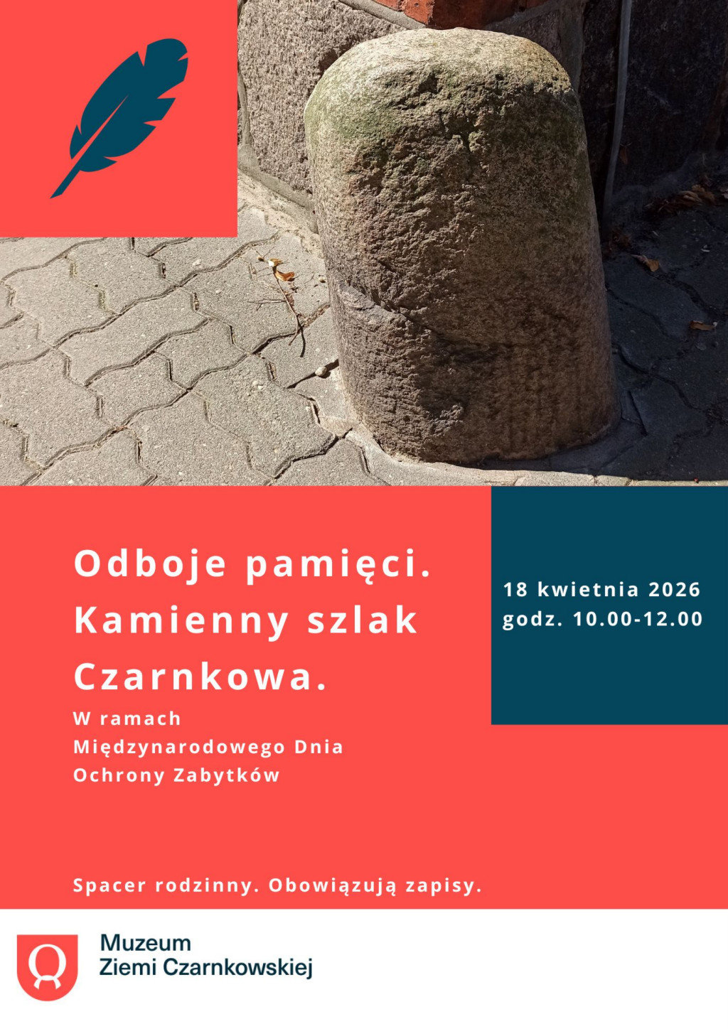 Treść plakatu opatrzona fotografią odboju kamiennego