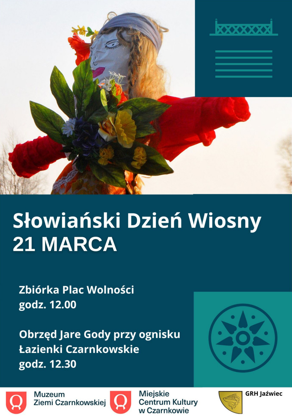 Treść plakatu z&nbsp;fotografią Marzanny oraz&nbsp;ozdobnymi grafikami