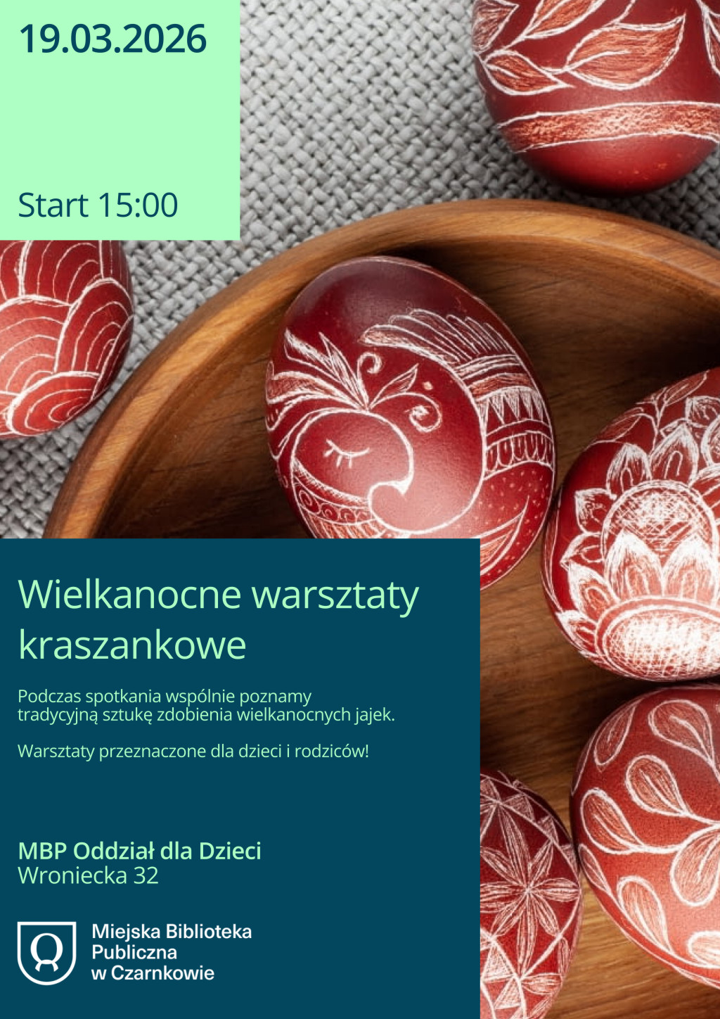 Treść plakatu na&nbsp;tle zdjęcia z&nbsp;kraszankami