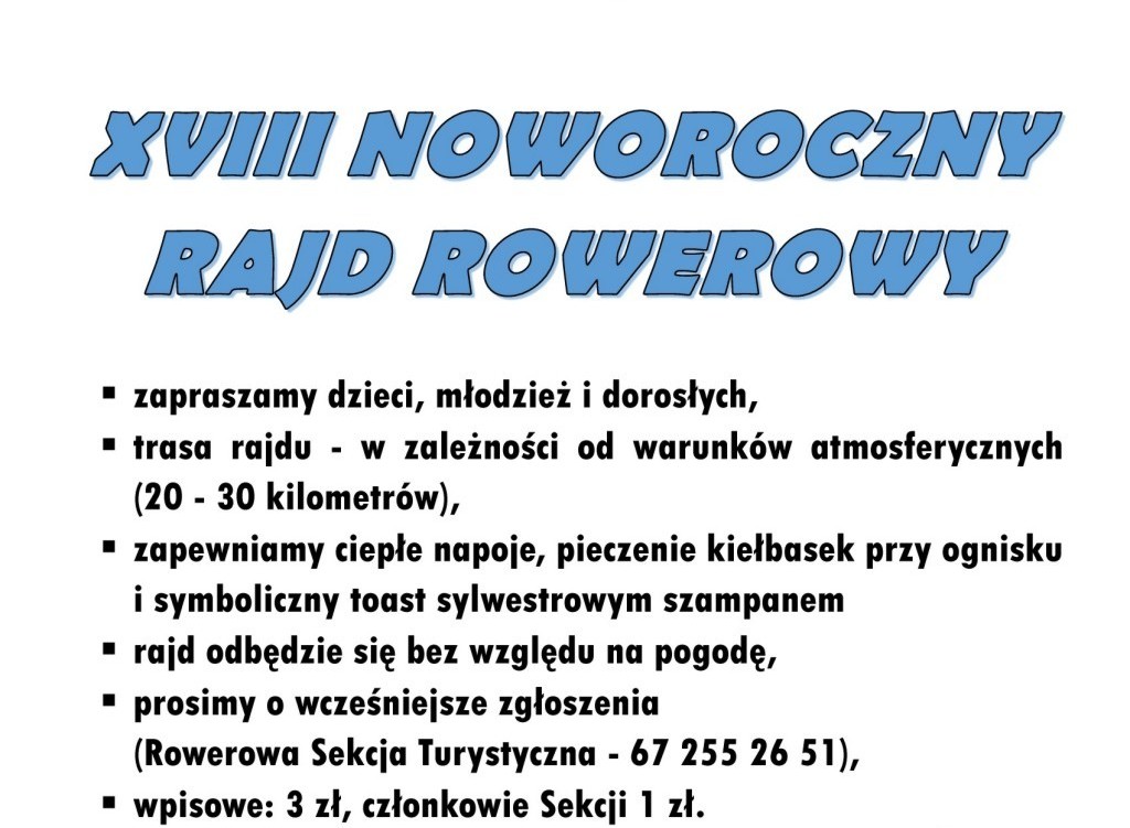Zdjęcie do XVIII Noworoczny Rajd Rowerowy 2022 - zapowiedź