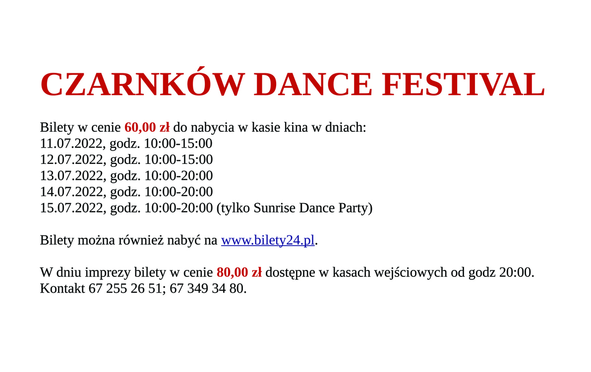 Zdjęcie do Czarnk&oacute;w Dance Festival - bilety 2022
