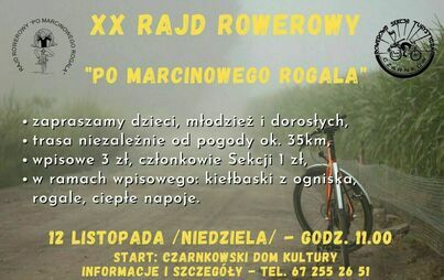 Zdjęcie do XX Rajd Rowerowy &quot;Po marcinowego rogala&quot; 2023 - zapowiedź