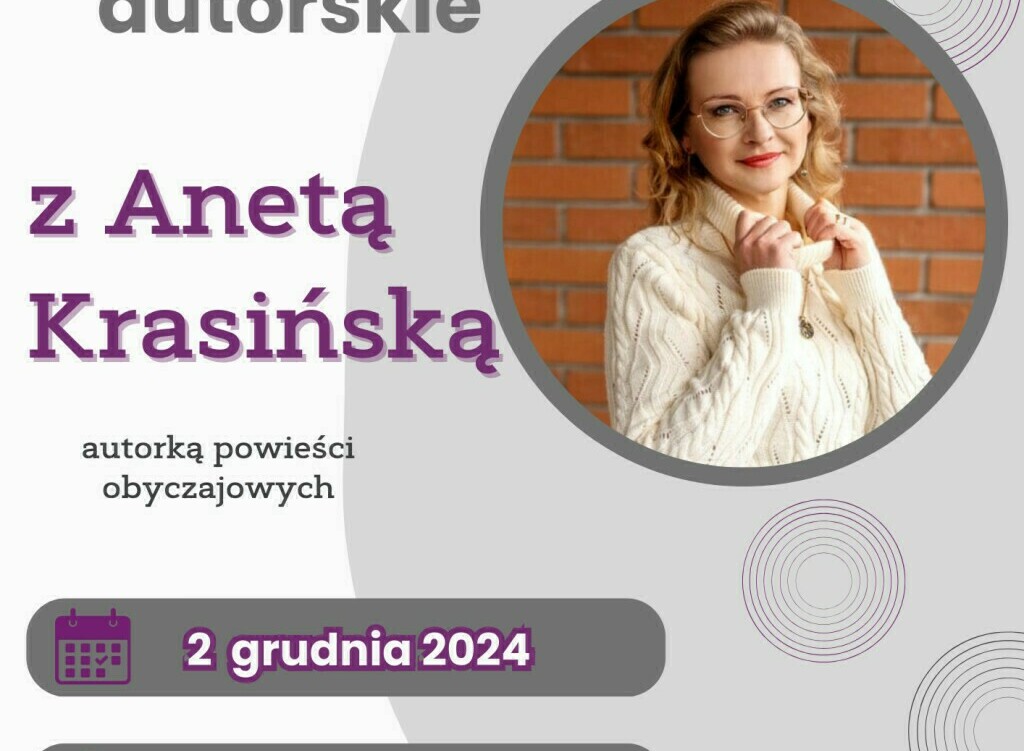 Zdjęcie do Spotkanie autorskie z Anetą Krasińską 2024 - zapowiedź