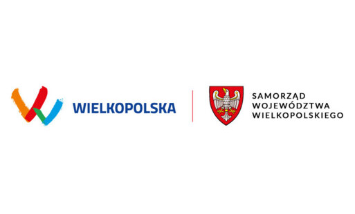 Zestawienie znaków: logo z opisem Wielkopolska i herb z opisem Samorząd Województwa Wielkopolskiego
