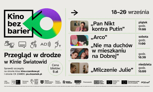 Treść afisza ze zdjęciami z zapowiadanych filmów