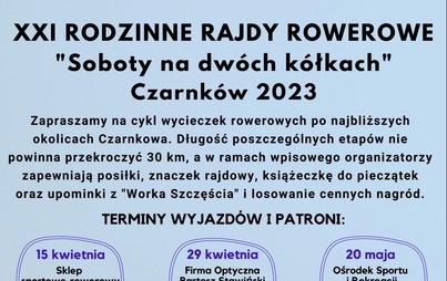 Zdjęcie do Rodzinne Rajdy Rowerowe &quot;Soboty na dw&oacute;ch k&oacute;łkach&quot; 2023 - zapowiedź