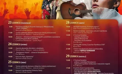 Treść plakatu z fotografiami Barbary Parzęczewskiej, Zbigniewa Zaranka, Dawida Kwiatkowskiego i Natalii Szroeder