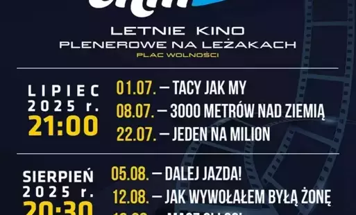 Treść plakatu opatrzona plakatami wyświetlanych filmów
