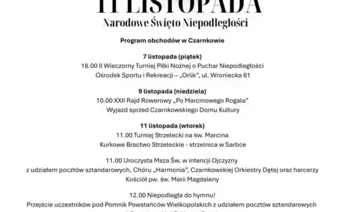 Treść plakatu pod biało-czwrwoną flagą