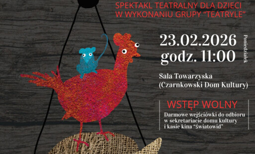 Treść plakatu z grafiką myszy stojącej na grzbiecie kury, która stoi na grzbiecie świni stojącej na szali wagi
