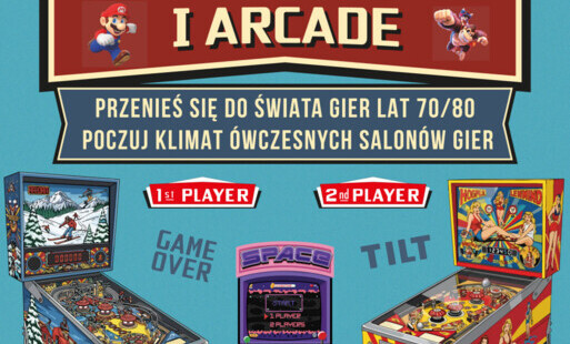Treść plakatu z grafikami automatów do gier
