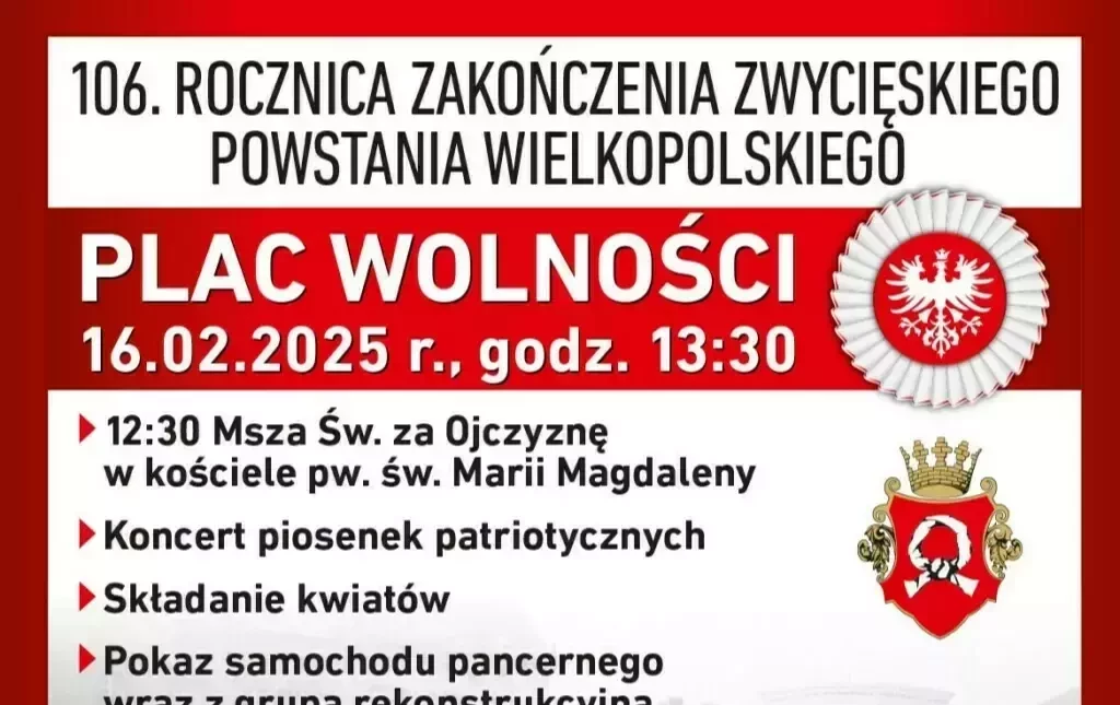 Zdjęcie do 106. rocznica zakończenia zwycięskiego powstania wielkopolskiego 2025 - program obchod&oacute;w w Czarnkowie