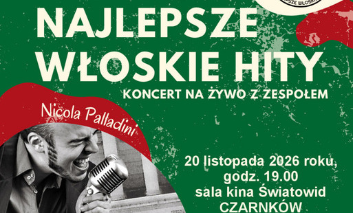 Treść plakatu z fotografią mężczyzny w planie amerykańskim śpiewającego do mikrofonu