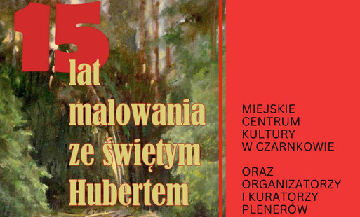 Treść plakatu z fotografią obrazu przedstawiającego strumyk w lesie