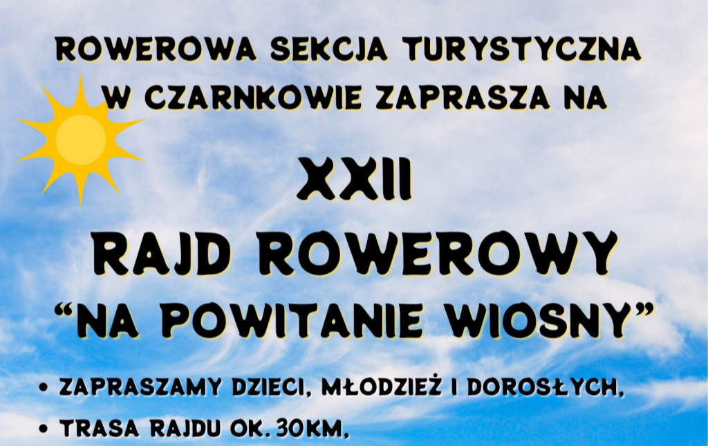 Zdjęcie do XXII Rajd Rowerowy "Na powitanie wiosny" 2026 - zapowiedź